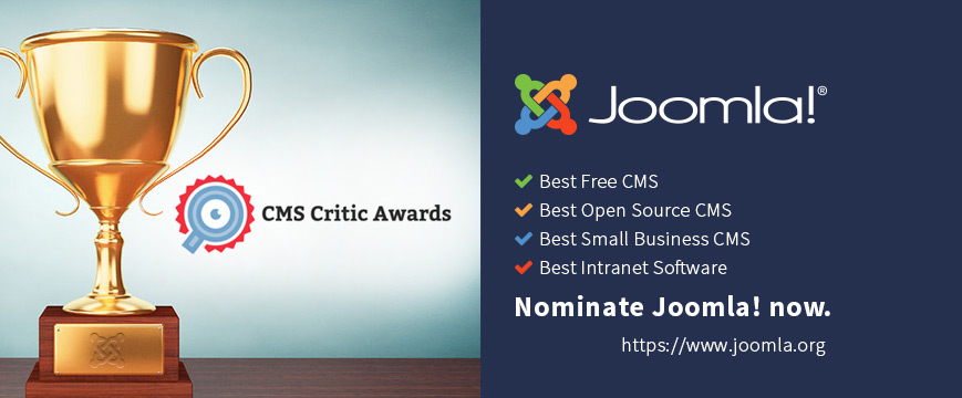Joomla! CMS может быть представилена в 4 категориях CMS Critic Awards 2016