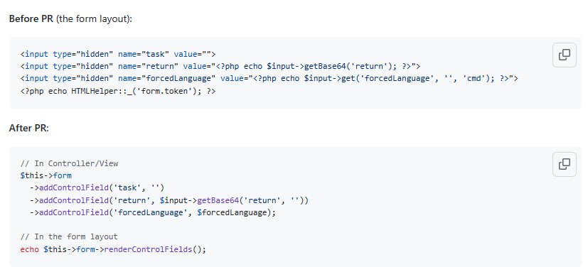 Новый способ добавления и рендера полей в Joomla Form - метод renderControlFields() (Joomla 5.3+)