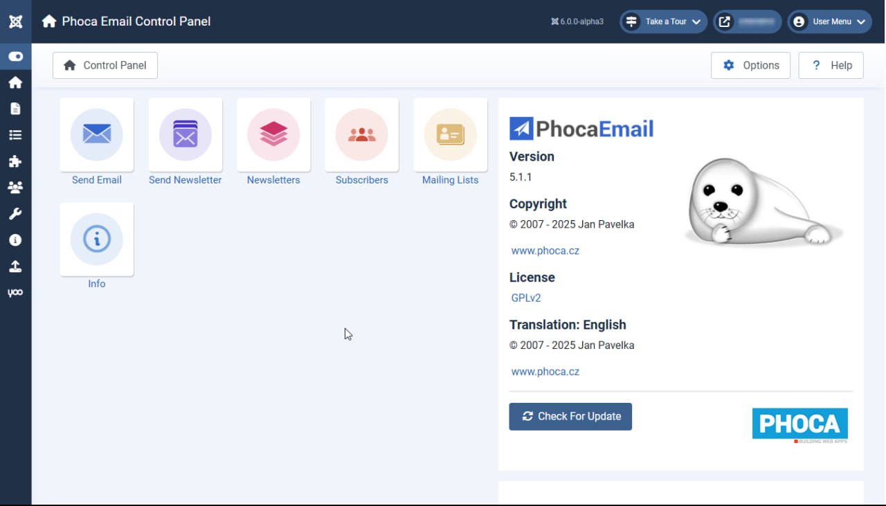 Phoca Email - простой компонент email-рассылок