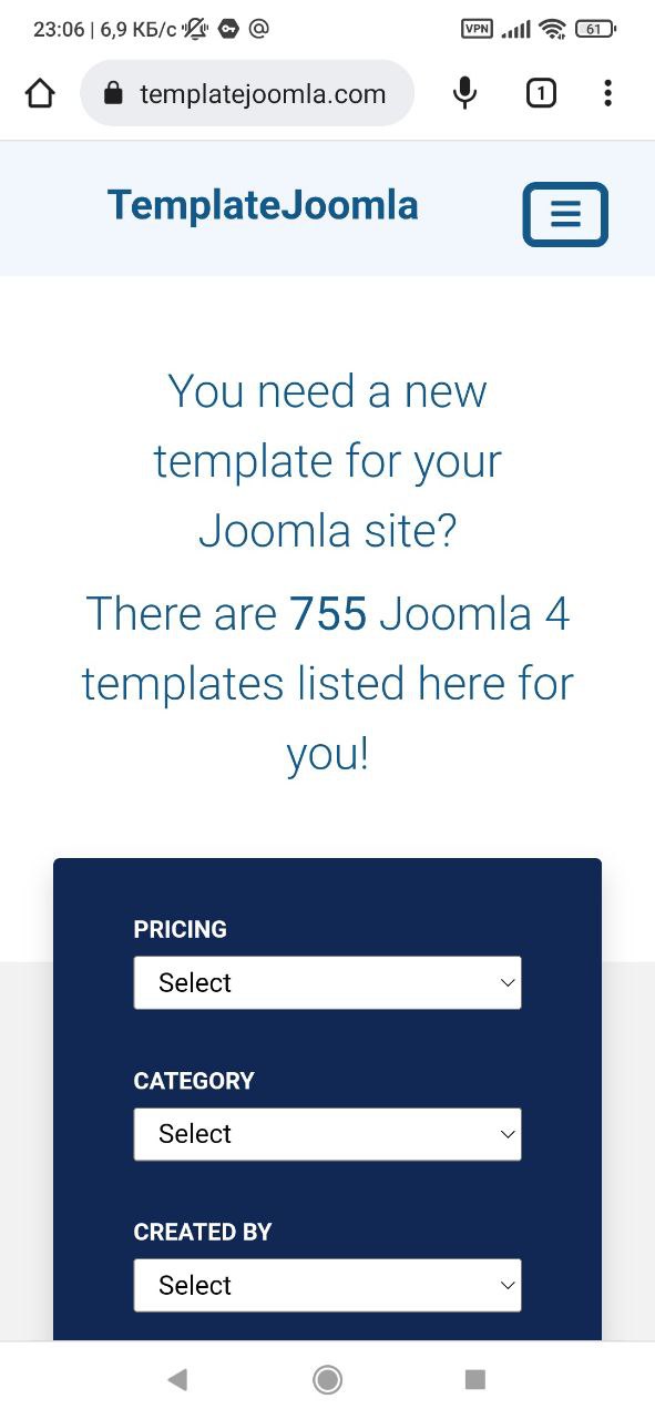 Каталог шаблонов для Joomla 4. Заявлено 755 шаблонов, как платных, так и бесплатных.