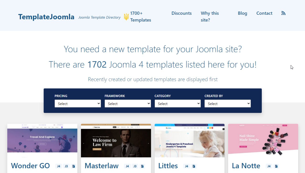 Каталог шаблонов для Joomla 4